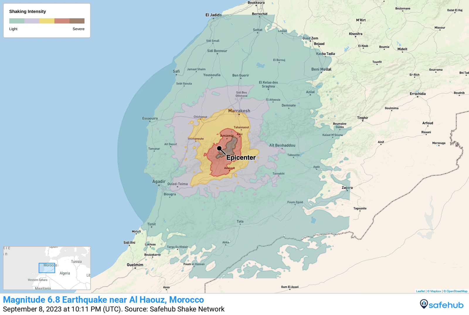 M 6.8 Earthquake near Al Haouz, Morocco