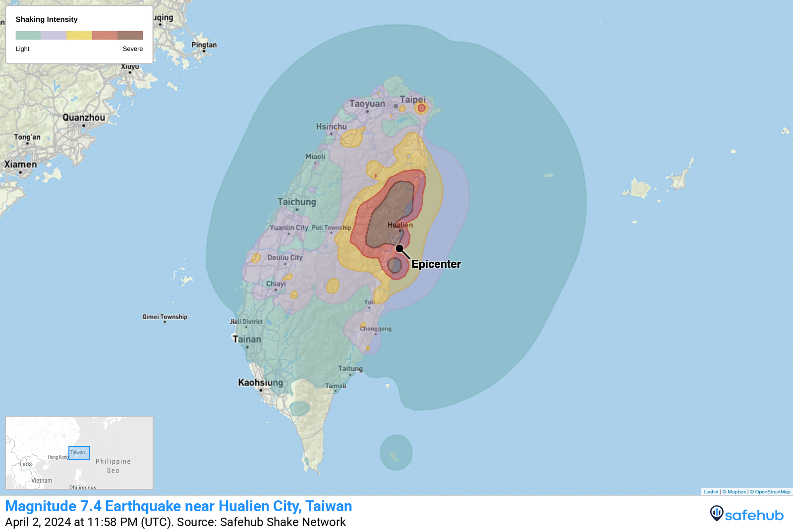 M 7.4 Earthquake near Hualien City, Taiwan